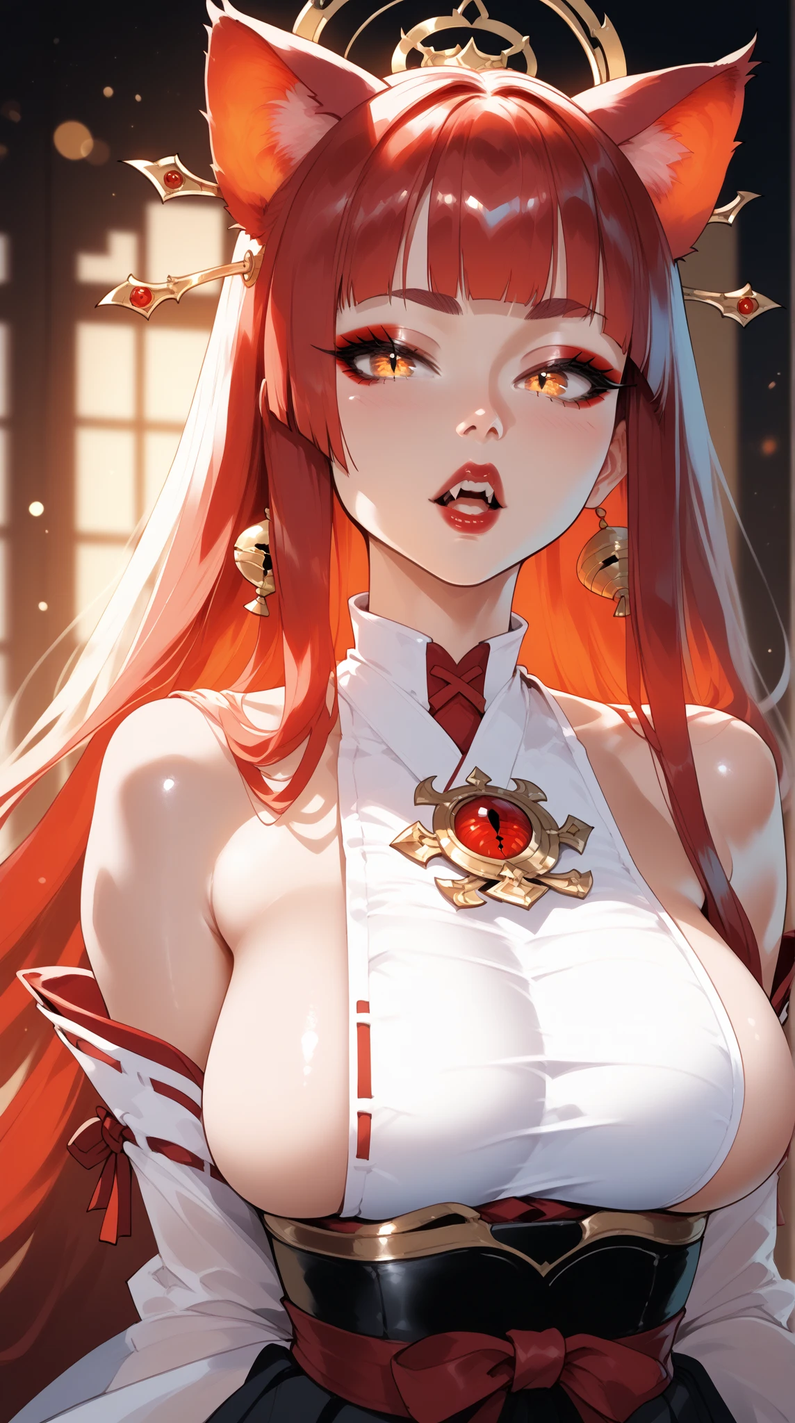 (((Red long hair))),Anime girl in white clothes, Rias Gremory, Ayaka Genshin Impact,Honching tide,((((Honching tide吟霖)))),kushatkrentz women in critical art, Official Character Art, Biomechanics OPPEIN, Ayaka Game Genshin Impact, From Arknights, From Girl Front, mischievous giggle, ( ( Character Concept Art ) ), April Rendering,