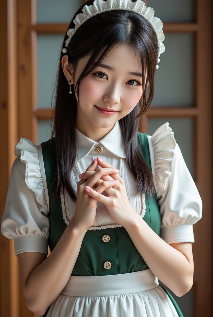 ​masterpiece, 1 beautiful girls, Eye details, Swollen eyes, Top image quality, 超A high resolution, (Realistis: 1.4), OriginalPhotographs, 1Girl, Cinematographic lighting, japanes, Asian Beauty, Korean, very beautif, Beautiful skins, thin,  (A hyper-realistic), (hight resolution), (8 K), (ighly detailed), (The best illustrations), (beautifully detailed eyes), (ultra-detailliert), A detailed face, see the beholder, Facing straight ahead, Neat Clothing, shorth hair、A dark-haired、46-point diagonal bangs、Interior background of luxury hotel、flower arrangement、vases、Neat and clean
