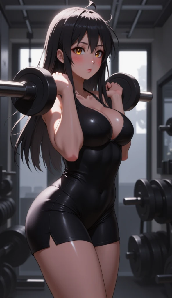 sexy beautiful woman, one woman, naked, gym clothes, wearing gym clothes, thick legs, sensual pose