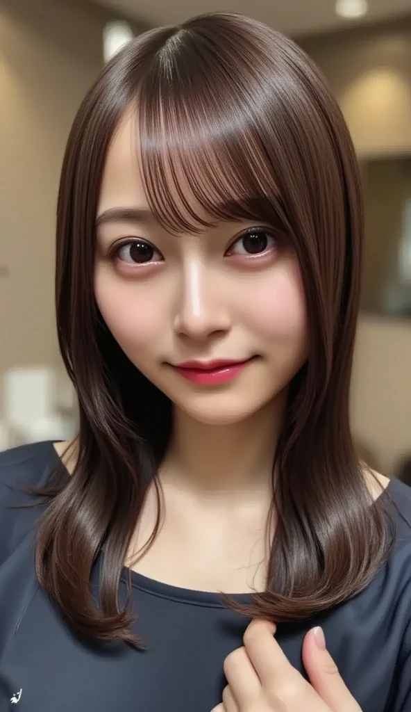 masterpiece, 1 woman per photo, upper body shot, View from the front, young beautiful japanese woman, hyper pretty face, 18-year-old, She is wearing a short-sleeved silky satin pink cheongsam with floral embroidery。。, big breasts, sweaty body, glossy lips, big smile, luxurious appearance, stand in the kitchen, double eyelids in both eyes, natural makeup, long eyelashes, shiny smooth light brown hair, asymmetrical bangs, sunburned skin, head in the frame, center image, 8K resolution, high detail, detailed hairstyle, detailed face, great cinematic lighting, octane rendering, lively, surreal, perfect limbs, perfect anatomy