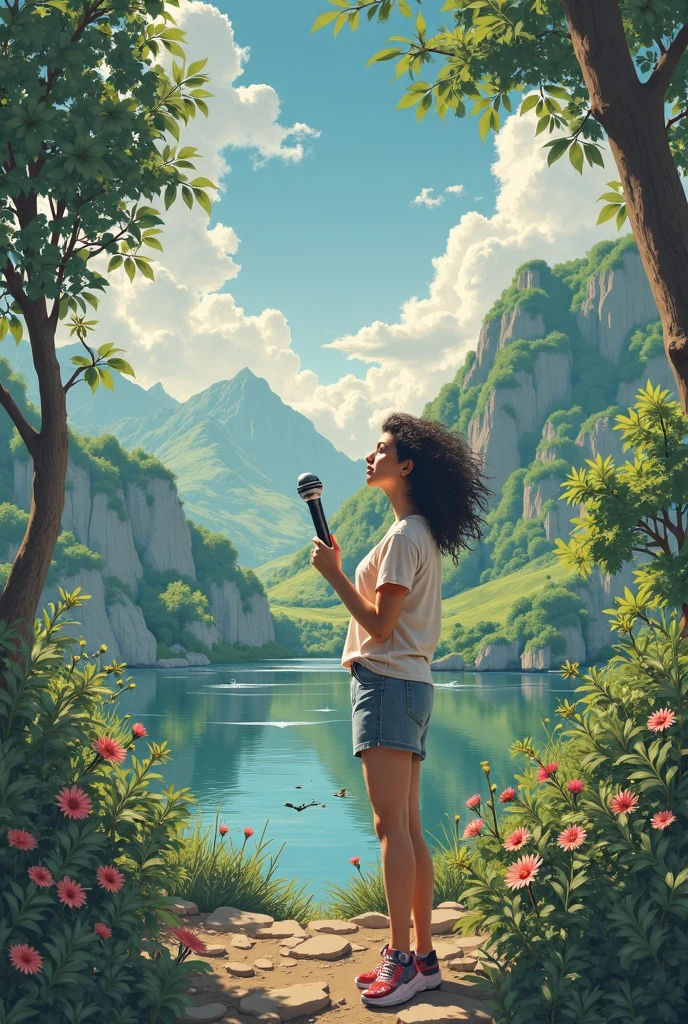 Microphone, music, love, travel, nature. Wide image
