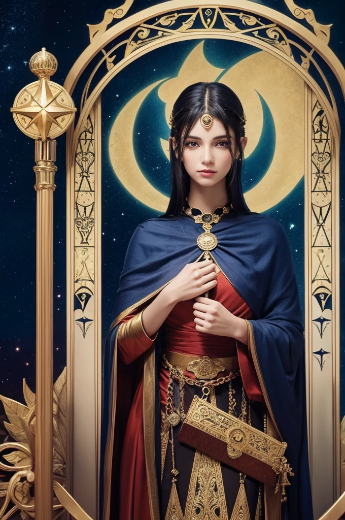 Masterpiece, Best Quality, One Woman, Tarot, Bard, Jester, Symbolism, Visual Arts, Occultism, Universal, Vision Casting, Philosophy, Iconography, Numerology, Popularity, Arts, Alphonse Mucha