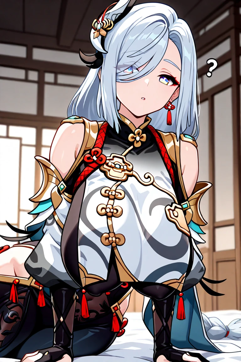 score_9, score_8_up, source_anime, 1girl, solo,The photo features a woman standing in traditional decorations. She is wearing traditional attire consisting of a light white kebaya with lace trim and a long green skirt with batik or songket patterns. The woman is also wearing white high-heeled sandals, and there is a frangipani flower tucked behind her left ear. The surrounding environment has ornate decorations, likely from Bali or Java. , (bound wirsts), (arms behind back), (tapegag, tape gag), dramatic, (looking at viewer), (detailed pupils:1.3),pencil skirt ,red rope, thick rope,big breast,
