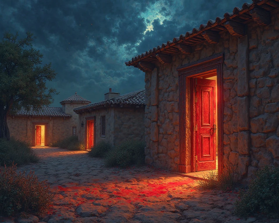 Make an image of the door lintels of the Israelites with a red paint mark, And that at night while the angel of God was passing by the houses 