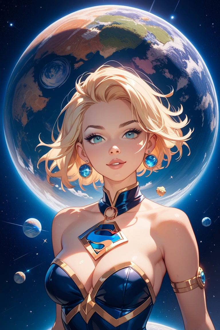 Picture of Superman the rat lifting up a giant planet、 Cosmic Space、 light hits God々Please make an image with a nice feeling