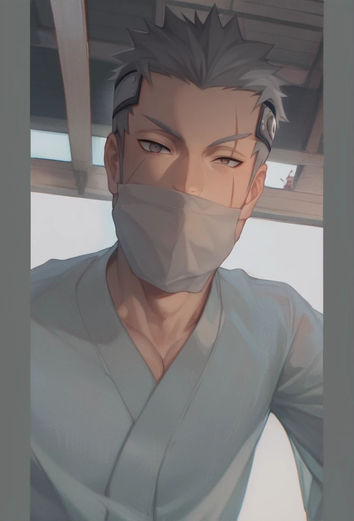Male mummy, white bandage, face bandage, white eyes, covered with bandages, tanned skin, white mask,