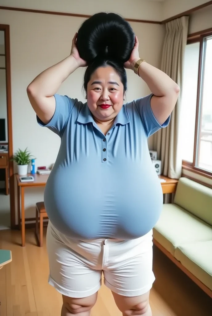 Extremely pregnant obese female tailor
