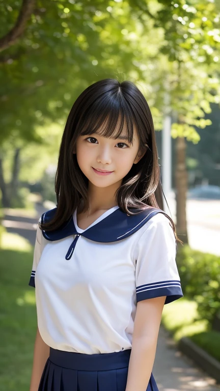 、Summer uniform with a single mark on the left chest、Her nipples are visible through her uniform