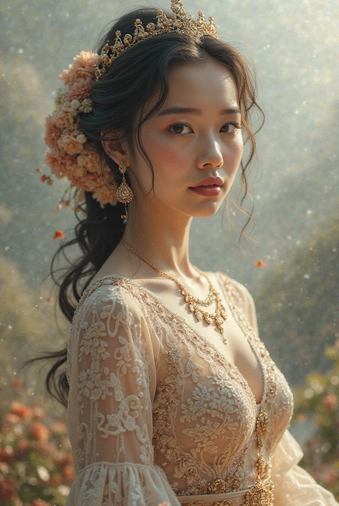 Please make @giuliahere wearing Javanese princess kebaya