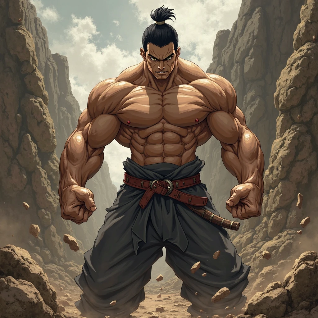 Sengoku period samurai male middle aged Muscular Giant grassland