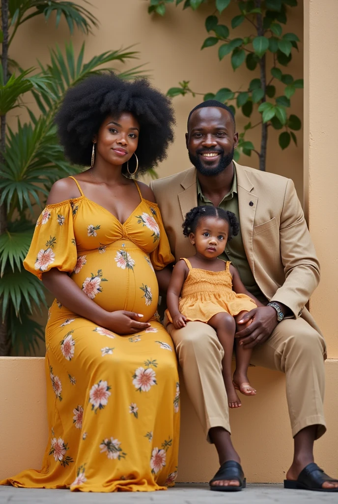 Entrance of African Igbo maternity hospital a young igbo lady of about 28years chioma heavily pregnant and glowing with joy accompanied by her husband obinna an igbo man of about 35years old who is happy about becoming a father