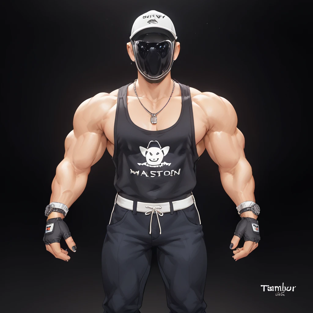 1 man, x borg, detailed mask, orange eyes, detailed eyes, with chain in body, black jacket, short hair, black hair, realistic picture, 70mm,