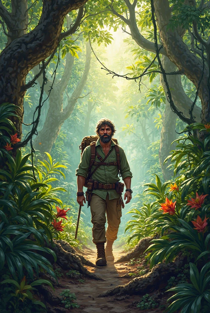 the man going in the jungle