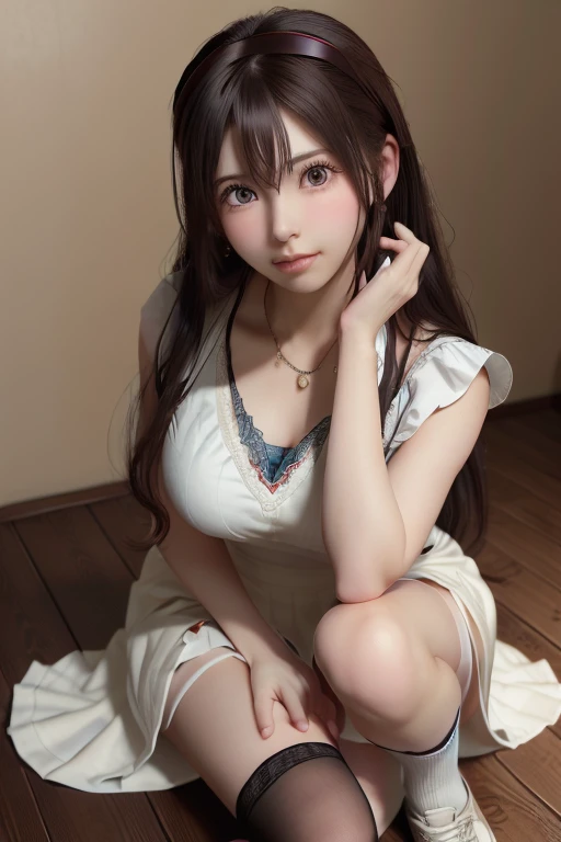 Beautiful wearing white silk and short skirt,little breast --auto