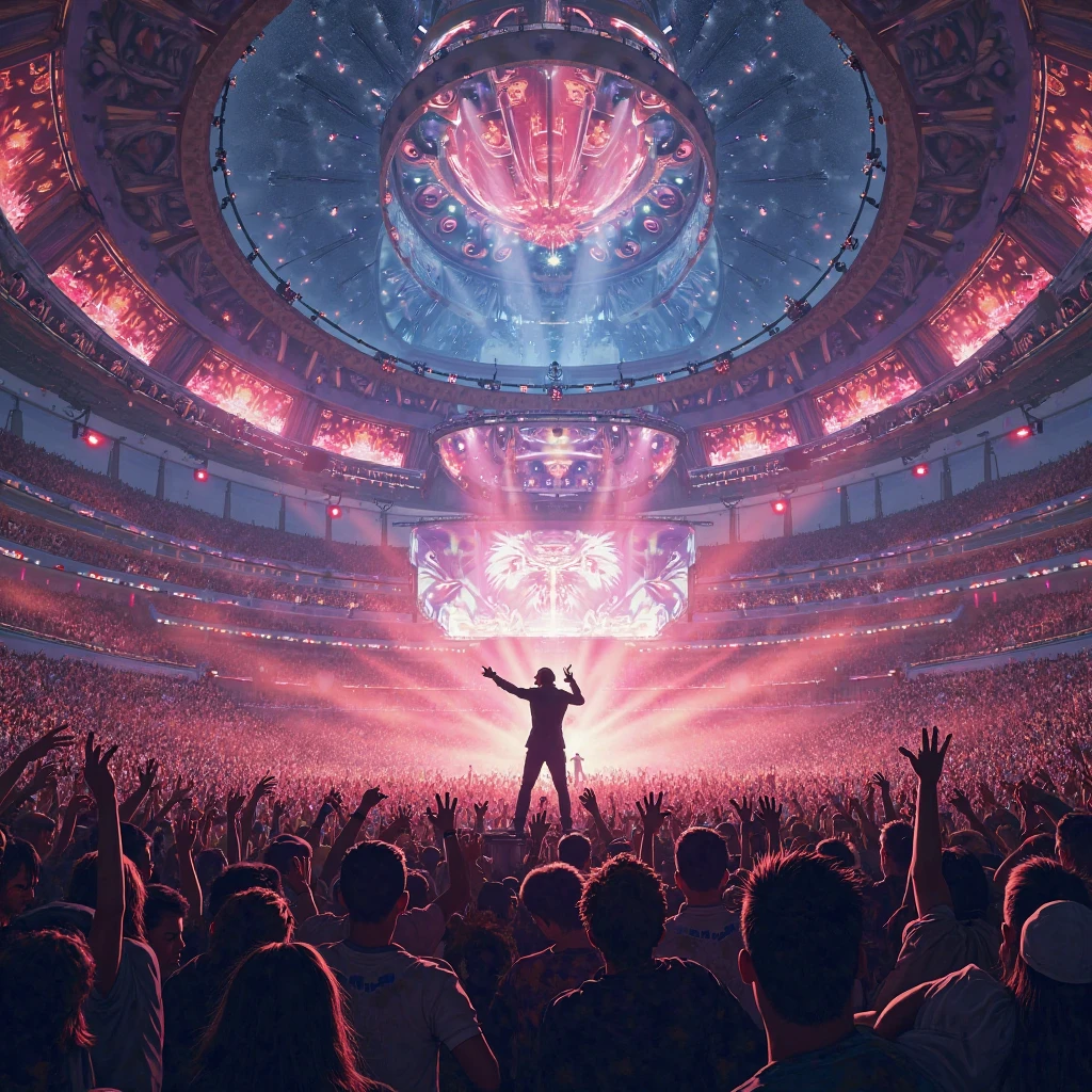 Create Live Album Art on big scene in stadium