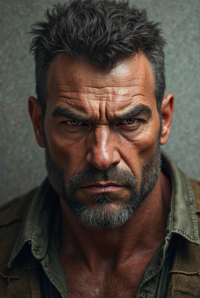 A handsome man with a mean face 