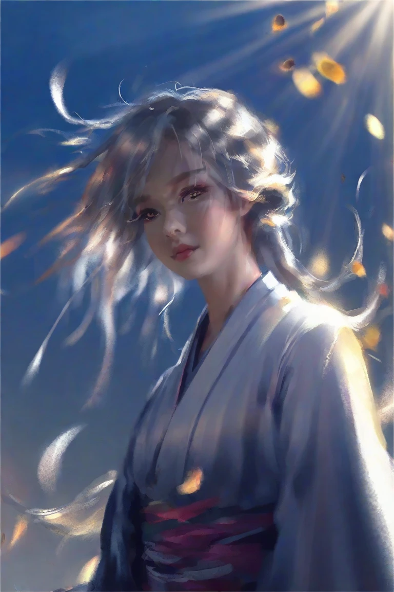 Wgz style, potrait of women. The sun light from above her hair, looking ate viewer, beautiful. Cute, pretty