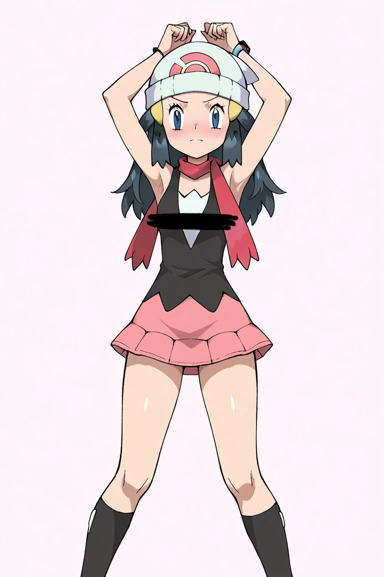pokemonmarnie, aqua eyes, , black hair, hair ribbon, long hair, red ribbon, ribbon, twintails, room, breasts, blush, highres, looking at viewer, bouncing breasts, nipples,, nude, hands on hip, , ass, back, angry
