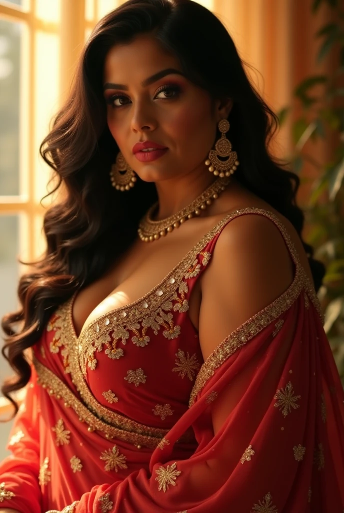 beautiful Pakistani girl, lovely cute face,19 year , solo, beautiful detailed eyes and full body, black hair, bright skin ,wearing bra, big round (dupatta covering her big huge round boobs), a sexy