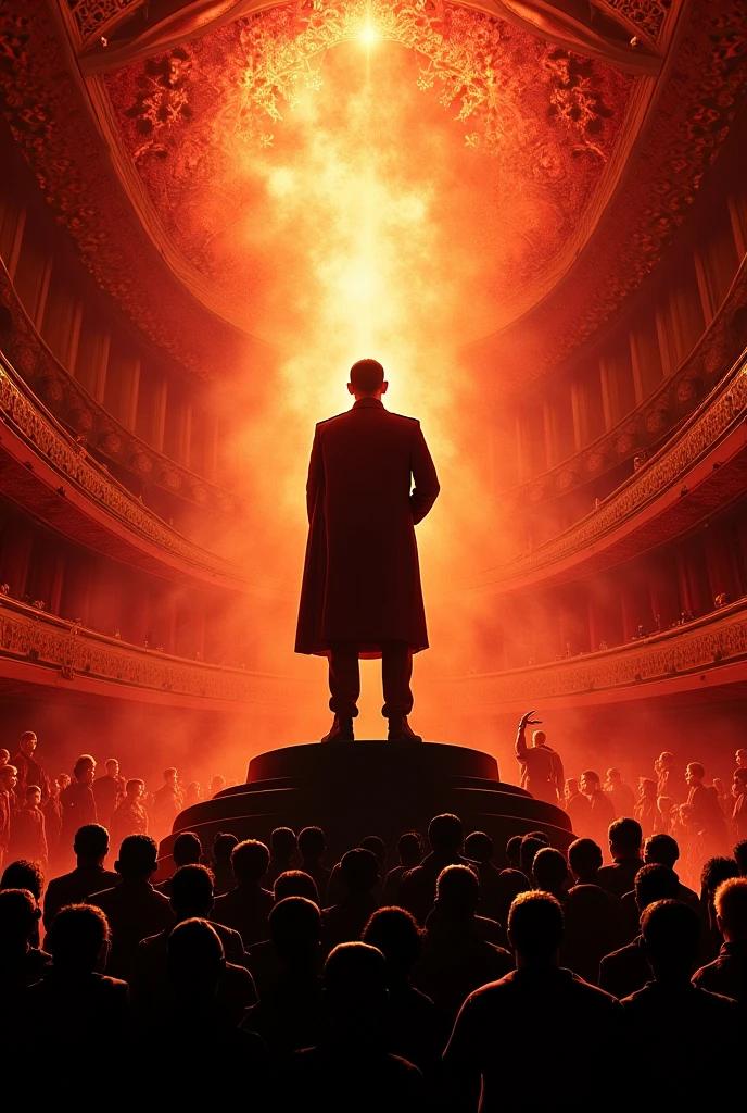 Make me a poster for a theater picture with an announcement for a theatrical performance about the October victory 