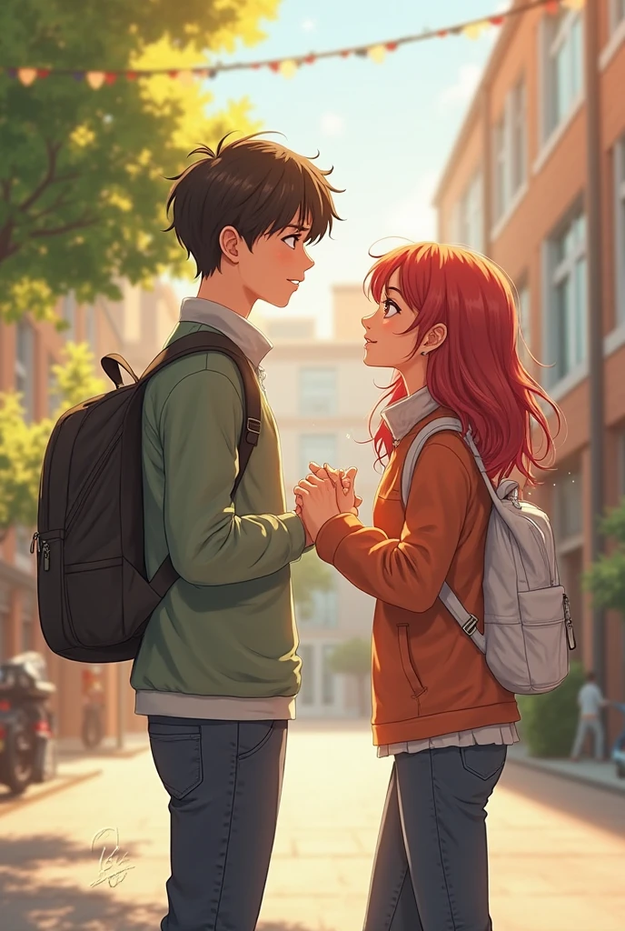 Make him 1m70 with a girl 1m66 or 64 with a cherry hair his name is ...