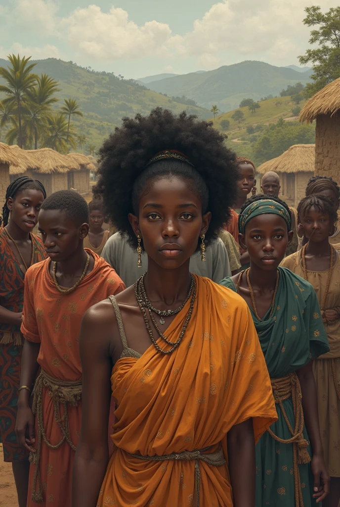 Une jeune femme noir triste se fait accepter par une communauté africaine dans un village 