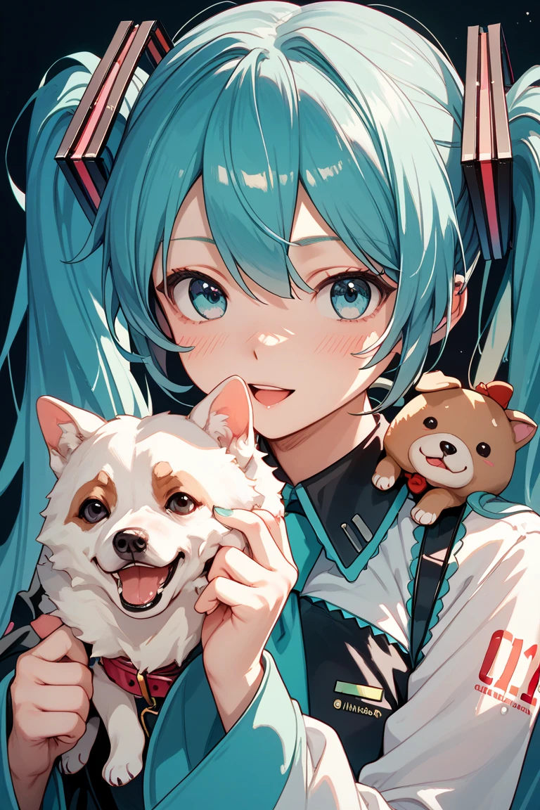 Illustration of Hatsune Miku, who has a like figure, being raped by a dog