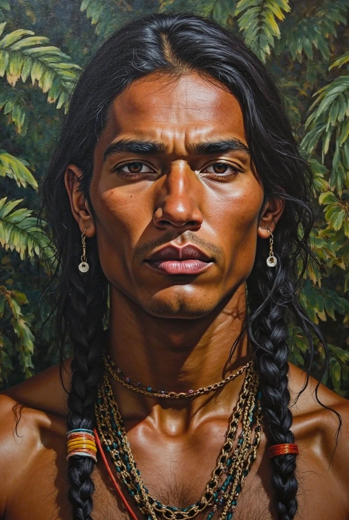 painting of a native american 20 year old man