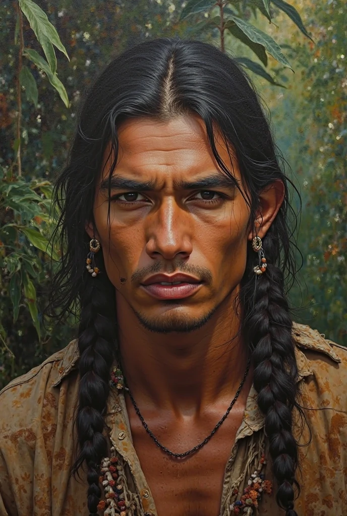 painting of a native american 20 year old man