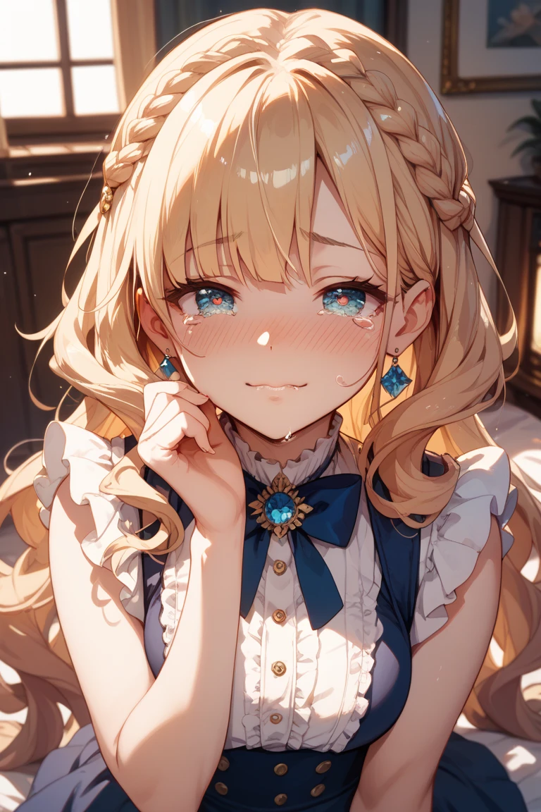 score_9, score_8_up, score_7_up, source_anime, best quality, masterpiece, official art, absurdres, highres, ultra-detailed,waifu2x,break,1girl, io \(granblue fantasy\), (dark-skinned female), blonde hair, swept bangs, blue eyes,gradient hair, hair ornament, long hair, flat , twintails,  sweat, (:0.6), sweat, saliva, (yawn:0.5),blush,, twitching , , , , hand on girl's head, , motion lines,projectile , facial, , hot breath, sound effects, outdoors, alley, ,break,(clear line illustration:1.2), super detailed skin,very high resolution, very aesthetic, Best  lighting powered by famous artist, 8k,cute picture,beauty illustration,photoshop_(medium),,(Detailed Lighting),uncensored,