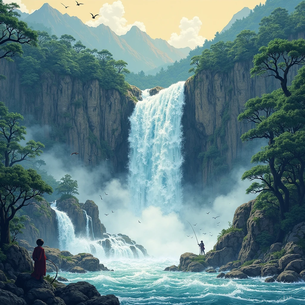 Katsushika Hokusai style　waterfall