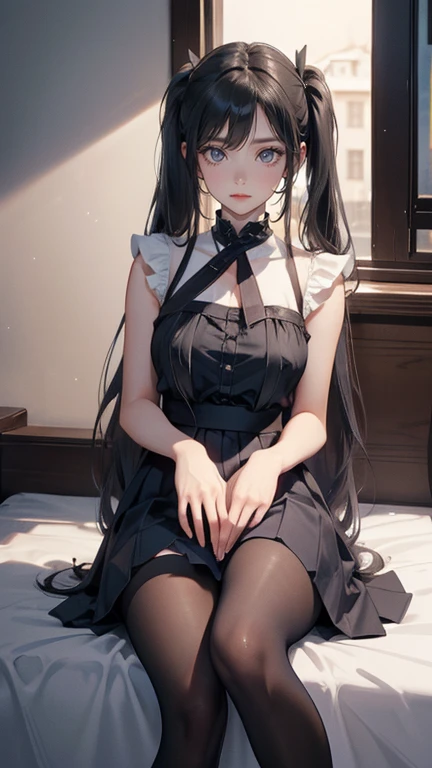 Best quality, tmasterpiece, 1girl,POV,look at view,1boy,bitch_virgin,blush,sex,make love,pussy,,Long black hair,Purple nightdress