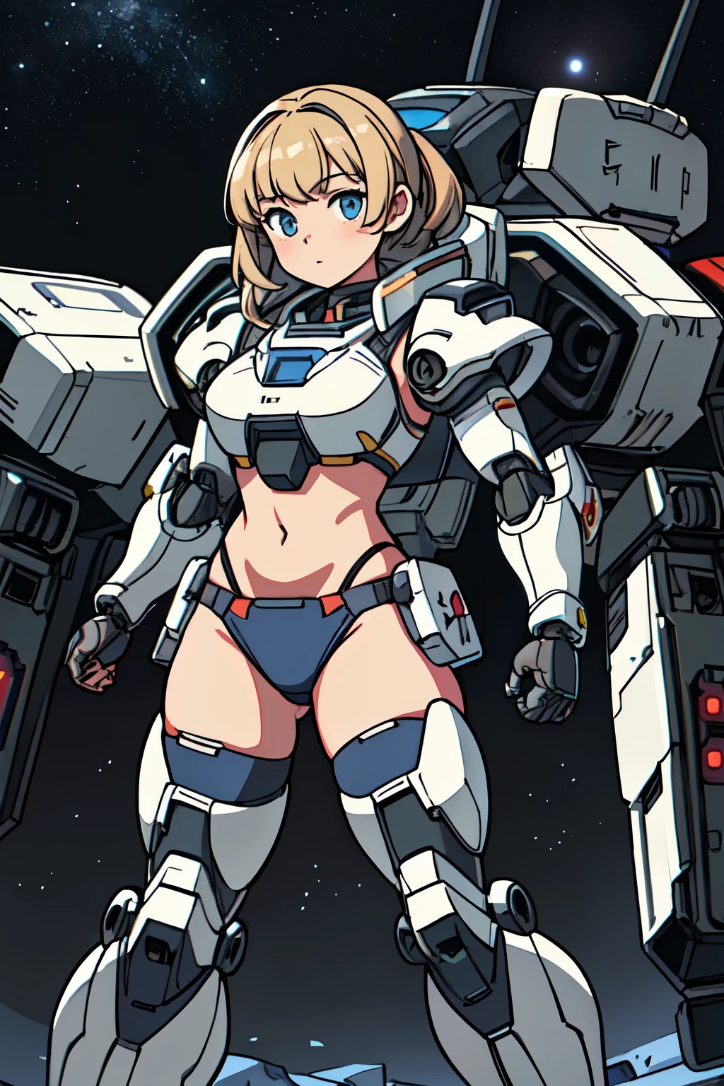 ((best quality, masterpiece, extremely detailed)), 1girl, mecha bikini armor, moonbase