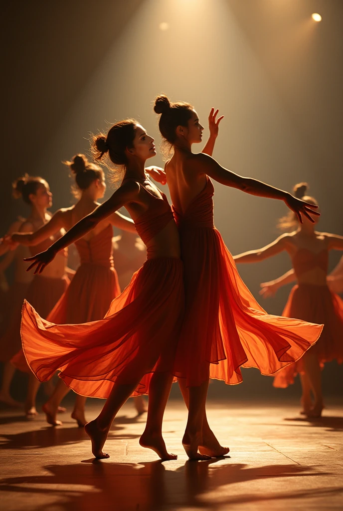 ((masterpiece, highest quality, Highest image quality, High resolution, photorealistic, Raw photo, 8K)), Best Quality, Realistic photograph, Full body a group of Thai girl with a bun on head, wearing some part of Thai tradition cloth. barefoots, acting Thai dance stretch arms and stand on one leg . Dynamic Action pose., in thai dance class room in school with many her friend, naked, erotic, porn, show real pussy, show real vagina , No wearing suit.