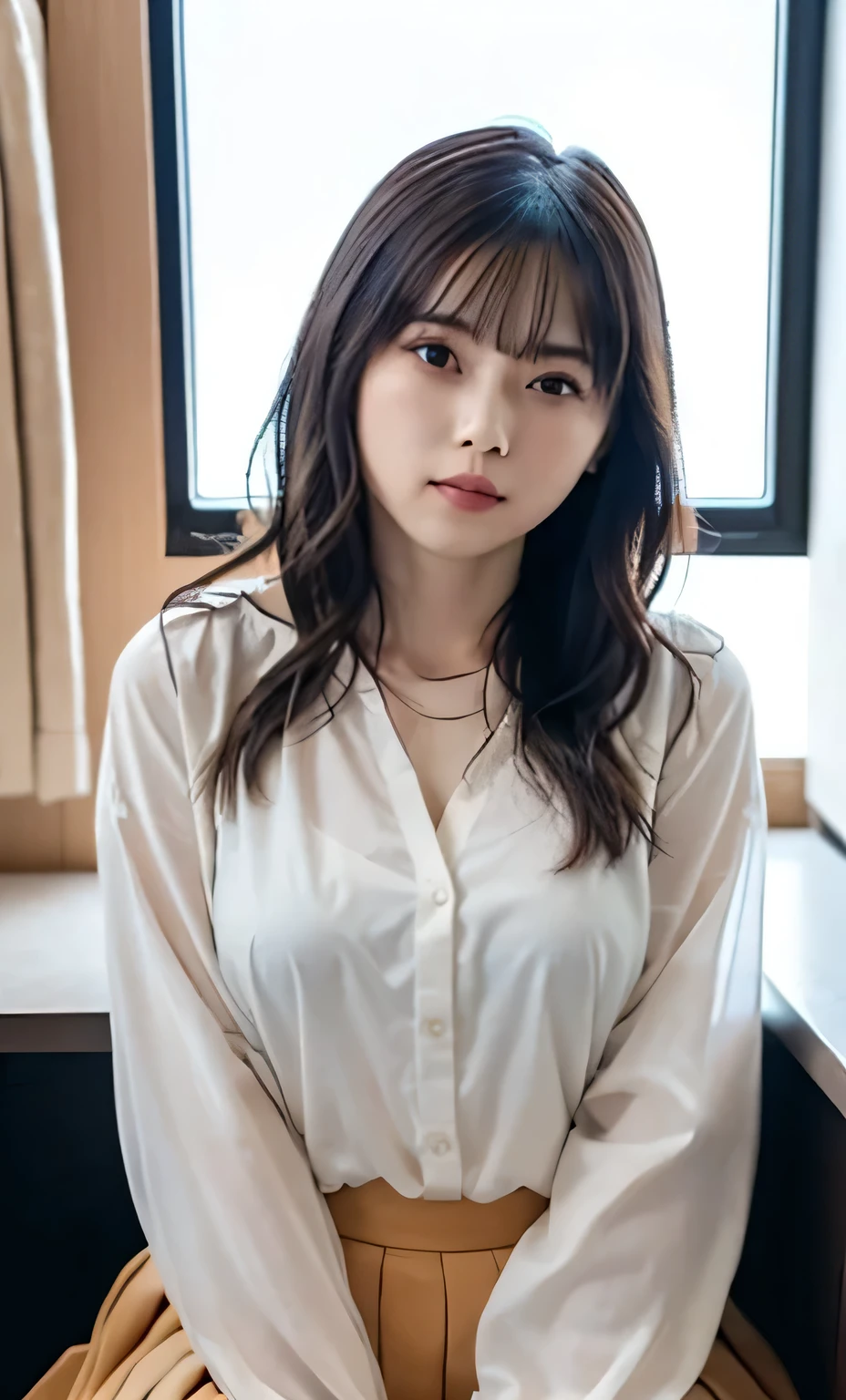 natural, cute, woman, Japan, underwear, shortcut, live action, 8k hyper realistic realistic texture, bright hair color, hotel, realistic skin type, shortcut