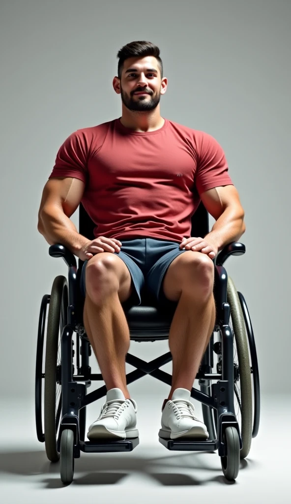 Boy 20 years old wheelchair Handsome Realistic Red hair Slim In underwear