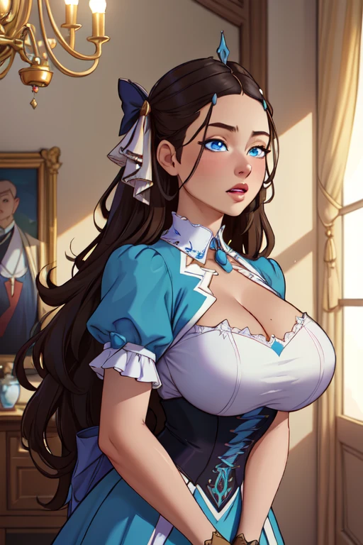 NFSW, Beautiful detailed portrait of a girl with big eyes, Fuller lips, Smiling Kindly, Long eyelashes, see through Maid clothesを着て, tihn fabric clothing, In sensual poses, (highest quality,4K,8k,High resolution,masterpiece:1.2),Super detailed,(Realistic,photoRealistic,photo-Realistic:1.37),Highly detailed face, Maid clothes, Intricate details, Vibrant colors, Dramatic lighting, Structure of the film, Anime-inspired art style
