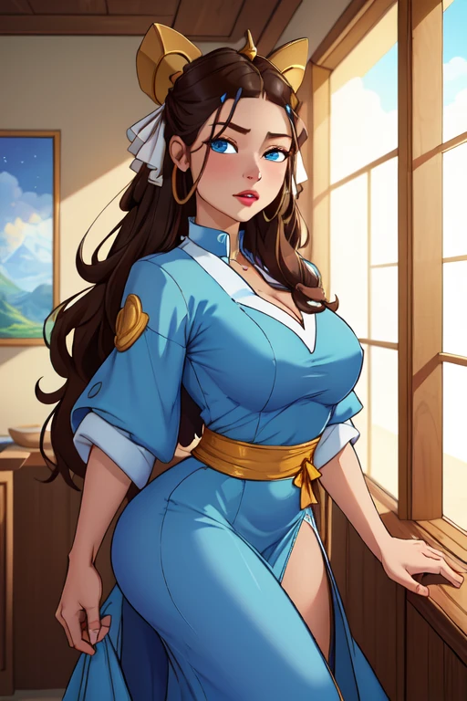 Korra has large breasts and normal clothes