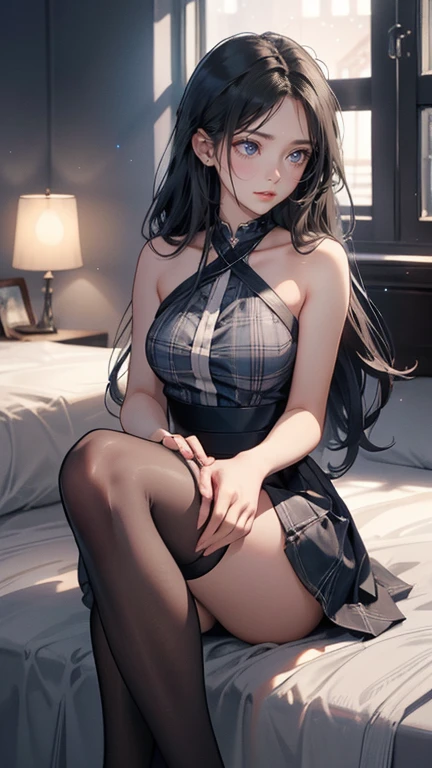 MICHA HUIGEN, Mabel Attwell, Surreal, mysterious, strange, fantastical, fantasy, Sci-fi, Japanese anime, floating conveyor belt sushi, miniskirt beautiful high school girl, perfect voluminous body, detailed masterpiece hyper realistic sharp focus