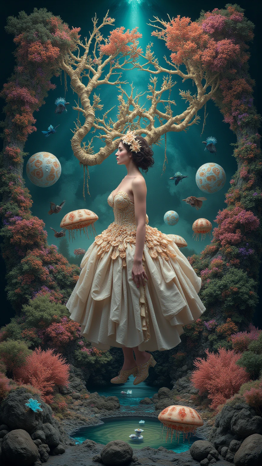 Wantz monster design,intriguing,High color saturation,swirles,Hyper-realistic, Ultra-detailed,Ultra-stereoscopic,MuCoi,Drip style - paint - 1900,tentaculata,round eye,Digital art by Ray Caesar and Hannah Hch and Stephen Burrows, A beautiful young woman in action pose, centered in frame, Wide shot, Lively breasts, Mask, Pop surrealism, neo-dada, Spectacular, spectacle, Masterpiece, Private collection, Featured collections, behans, a 3D render, Cracked clay, Gothic, Bright colors, Supersaturation, Depth, spirals, fibonacci sequence, shells, Flowers, gear wheel, tunnel, surreal environment, Fractal geometry, game assets, City scene, Modern makeup, Long eyelashes, Rain drops, Chiffon dress, Rococo, bangle, Punk rock, Subversive art, Dirty, Dirt, Skiff, Mid-cut jeans, Specular highlights, Pondering, ambient occlusion render, Detailed, Parade Square, ((isoline)), armature, Detailed, elaborate, complex, Desert, Mountains, Cart, The Car, Stormy sky, Moonlight