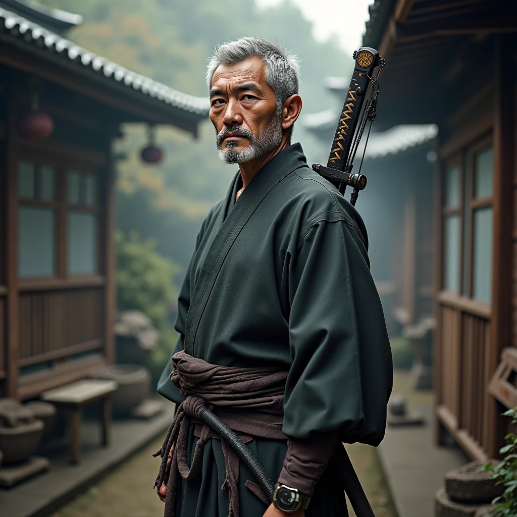  male　Swordsmith　Kyudo　Gray Hair　Beard　 youth　samurai
