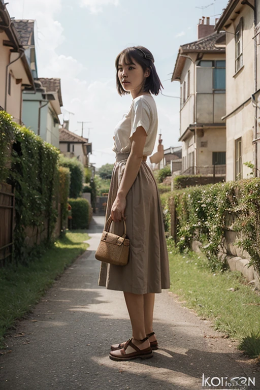 Ghibli style　girl　Looking forward