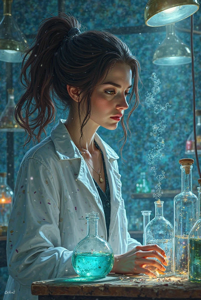 Create a cover for a chemistry paper with the character Ravena 