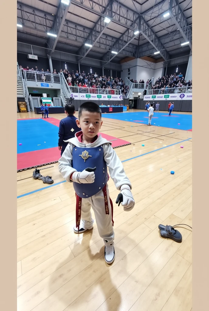 A boy going to taekwondo and hitting Asus bullies