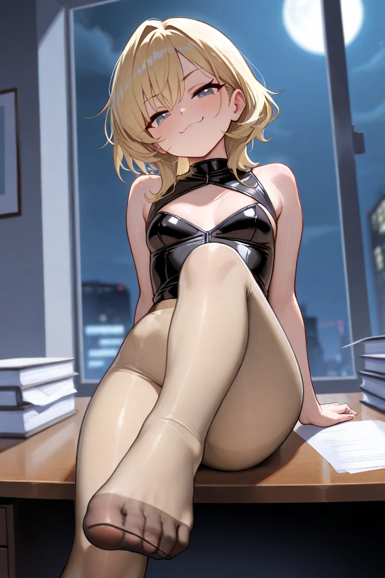 NSFW, High school girl standing in school classroom、mesa, mejor calidad, high resolution, obra maestra、ROMPER ((desde abajo:1.6))、((low angles:1.5))、((falda arriba、grieta en la falda))、(pantimedias negras:1.5)、Bragas blancas debajo de pantimedias.、Stand with your buttocks sticking out、vista posterior、ROMPER(1 chica en),(hermosos ojos finamente detallados、Cara al detalle、obra maestra side light、obra maestra、de primera calidad、detalles、high resolutionのイラスト),Maquillaje delicado, (tiro de vaquero:1.2)、Punto de vista、bokeh de tierra de enfoque suave、sonrisa, ROMPER(Illustrations of the highest quality.:1.2), (chica kawaii:1.1),(Illustrations of the highest quality.:1.2), (chica kawaii:1.1), (1 chica en:1.5, solo:1.5)、 (1 chica en、18 years、una pose、cute little、Pecho mediano:1.5、Super detalles eyes:1.2)、(pecho de belleza)、((pelos azules:1.5))、(pelo corto)、(((Pelo Corto Bob)))、cintura delgada、small ass、、超high resolution、Arm detalles:1.2),ROMPER High School、(chaqueta azul oscuro)、(Camisa blanca)、(cinta azul)、((Falda plisada blanca:1.5))、Very detalles, Complejo, mesa, absurdo、 ((textura suave:0.75, textura realista:0.5, estilo anime generado por computadora))