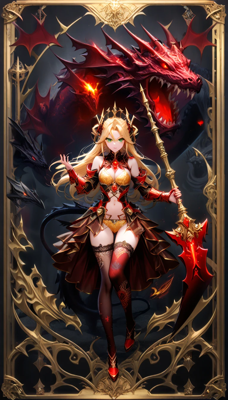 Dnd campaign poster, the awakening of the demon queen, multiple characters, colorful, fantasy, medieval, detailed, cineatic lights, hd, ultra hd , lights particles 