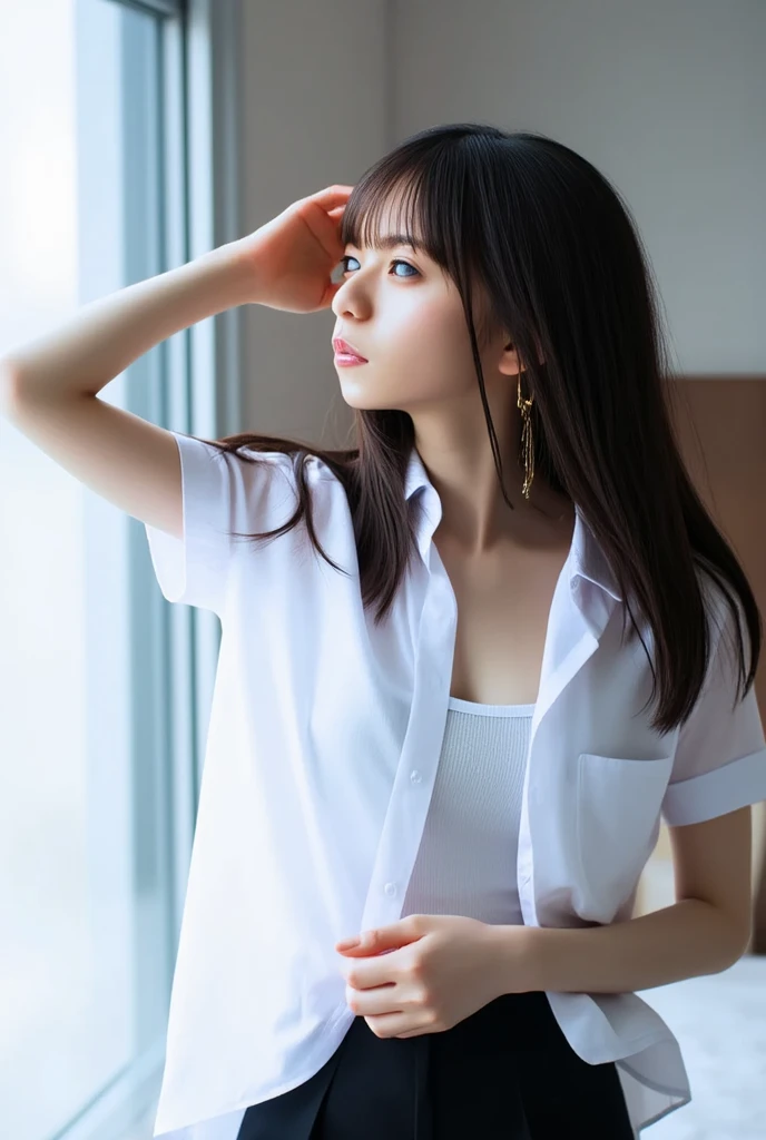 (((Masterpiece,Highest quality,Ultra-high resolution))),(((極めてdetailed,detailed))),((Highest quality,8K,16K,)),Japanese,high school girl,Girls' School,Reader model,Gal,cute,Beauty,sexy,glamorous,uniform,cardigan,blouse(Wearing clothes next to the skin),mini skirt,Knee-high socks,boots