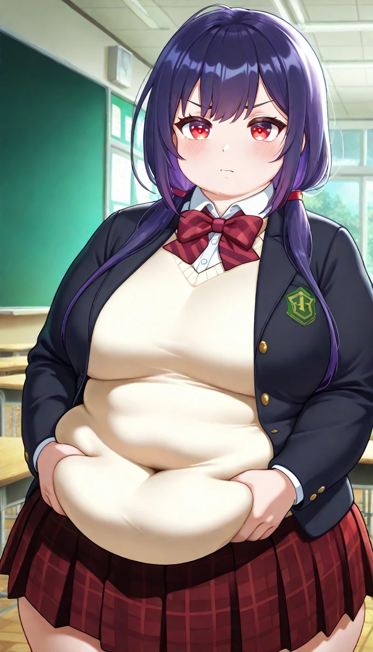 fat, large belly, big belly, very fat, large stomach, chubby (best quality, masterpiece), fat belly, Kyoko Kirigiri,