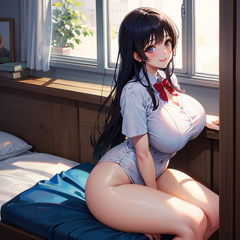 (8k, RAW photo, best quality, masterpiece, soft cinematic lighting, soft color:1.4),(POV,from Directly above:1.5),( POV,looking up at viewer:1.5),(eyes focus,Close-up beautiful eyes:1.5), (realistic:1.2), (indoor background), (solo, mature woman,19years old,super beautiful face,super detaild beautiful eyes :1.5), {sailor uniform,(show off nipple:0.5),low-cut miniskirt,sheer :1.3}, (embarrassed,red Cheeks:1.25),long hair, {{slicked back hair}}, white blonde color hair, clean skin, (smaller butt:0.5),(coverd nipple:0.8),(sagging huge long wide heavy breasts,puffy areola:1.5),(under boob:1.6), (thick, curvy:1.3),(very skinny:1.5),(sexy pose,open legs:1.7),(open mouth:1.2),