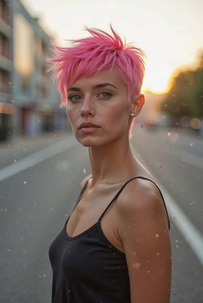 closeup portrait picture of amhx woman, (wearing a Tank Top:1.2),(Cycling:1.2),(on a Bike Lane, cityscape, traffic:1.2) , eye makeup, smoky eyeshadow, pink dyed hair
<lora:AnaDeArmasXLDogustart@1.24:1.35> <lora:sdxl_offset_example_v10:0.4>